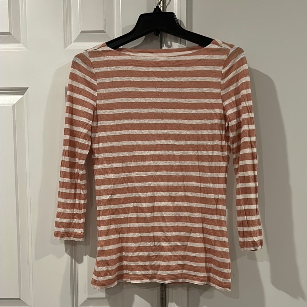 Tory Burch 100% Linen Boatneck Striped Top